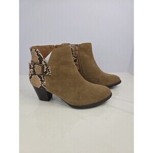 Vionic Naomi Suede & Snakeskin Ankle Boots  Sz 6.5 Comfort Work Office NWOT